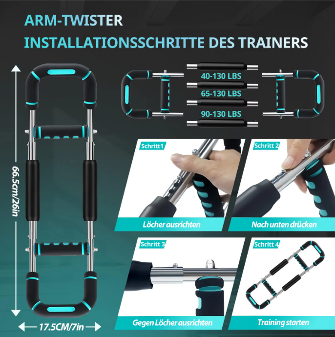 Twister Arm Trainer – Verstelbare Power Twister Bar voor Borst, Armen en Schouders
