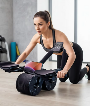 Ab Roller met Elleboogsteun – Rebound Buikspiertrainer met Teller & Anti-Slip Wielen