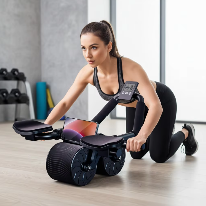 Ab Roller met Elleboogsteun – Rebound Buikspiertrainer met Teller & Anti-Slip Wielen