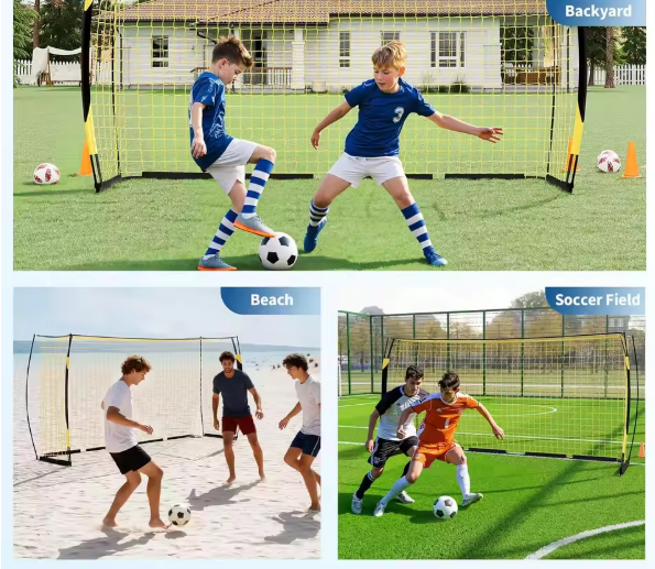 Voetbaldoel 366 cm – Draagbaar Goal met Metalen Frame en Net voor Training