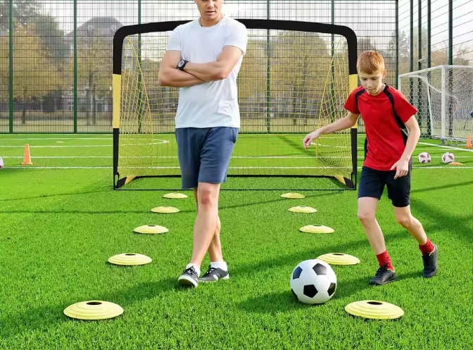 Set van 2 Voetbaldoelen 183 × 122 cm – Draagbare Goals met Bal, Pionnen en Pinnen