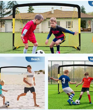 Set van 2 Voetbaldoelen 183 × 122 cm – Draagbare Goals met Bal, Pionnen en Pinnen
