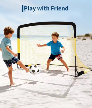 Set van 2 Voetbaldoelen 183 × 122 cm – Draagbare Goals met Bal, Pionnen en Pinnen