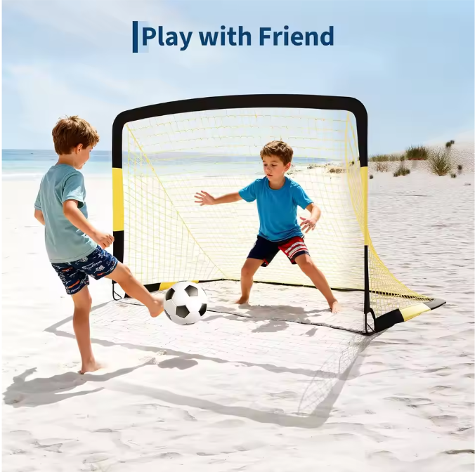 Set van 2 Voetbaldoelen 183 × 122 cm – Draagbare Goals met Bal, Pionnen en Pinnen