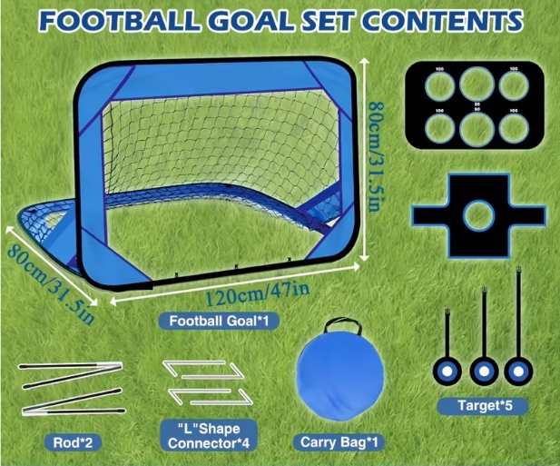 4-in-1 Pop-up Voetbaldoel – Opvouwbaar Trainingsnet voor Schieten en Passing