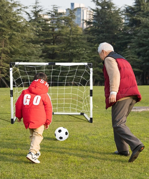 Kinder Voetbaldoel Set – Opvouwbaar Goal met Bal en Pomp voor Buiten