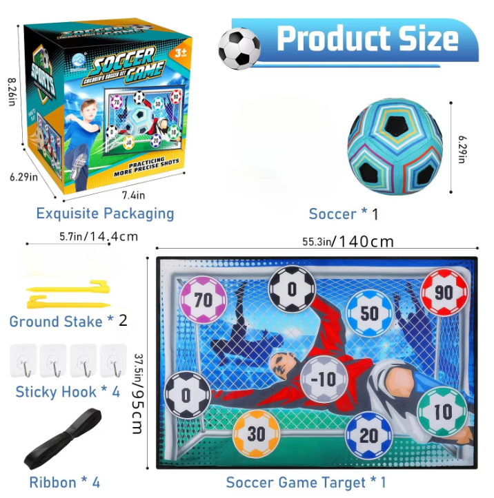 Kinder Voetbal Spel Set – Indoor en Outdoor Toss Game met Klittenbal en Doel