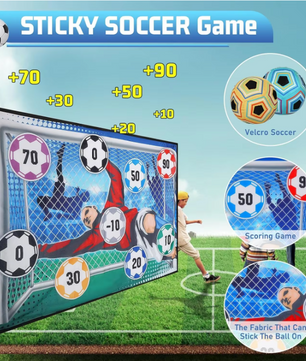 Kinder Voetbal Spel Set – Indoor en Outdoor Toss Game met Klittenbal en Doel