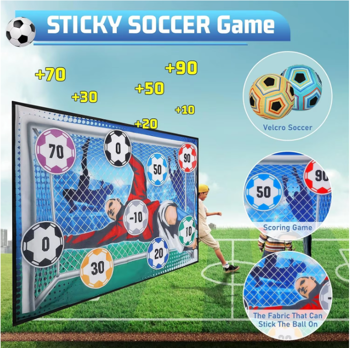 Kinder Voetbal Spel Set – Indoor en Outdoor Toss Game met Klittenbal en Doel