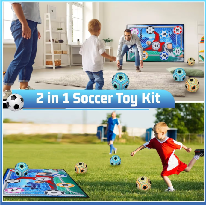 Kinder Voetbal Spel Set – Indoor en Outdoor Toss Game met Klittenbal en Doel