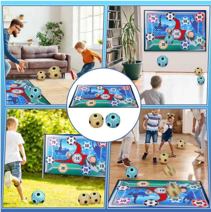 Kinder Voetbal Spel Set – Indoor en Outdoor Toss Game met Klittenbal en Doel