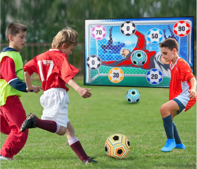 Kinder Voetbal Spel Set – Indoor en Outdoor Toss Game met Klittenbal en Doel