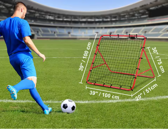 Voetbal Rebounder Net 1189 × 1189 cm – Verstelbare Hoeken, Draagbaar Trainingsdoel voor Precisie en Reactiesnelheid
