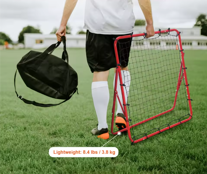 Voetbal Rebounder Net 1189 × 1189 cm – Verstelbare Hoeken, Draagbaar Trainingsdoel voor Precisie en Reactiesnelheid