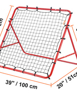 Voetbal Rebounder Net 1189 × 1189 cm – Verstelbare Hoeken, Draagbaar Trainingsdoel voor Precisie en Reactiesnelheid