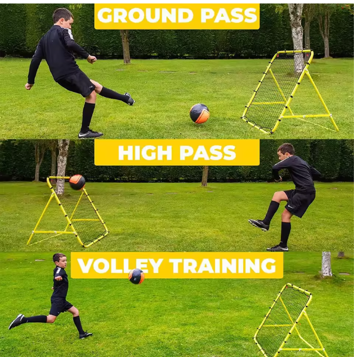 Voetbal Rebounder Net 100 × 100 cm – Trainingsnet met 20 Elastische Koorden, Zonder Frame
