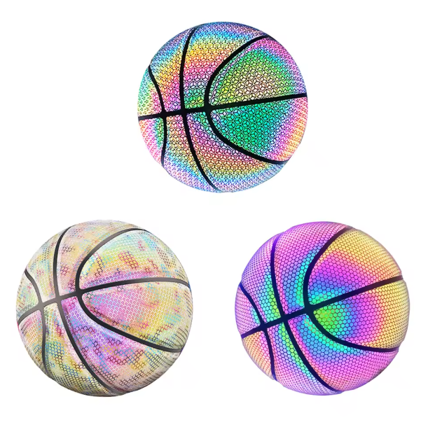Glow in the Dark Basketbal Maat 7 – Reflecterende Holografische Bal voor Indoor en Outdoor