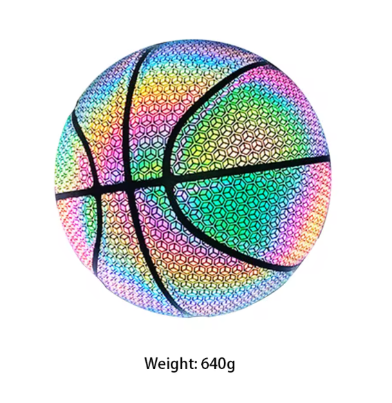 Glow in the Dark Basketbal Maat 7 – Reflecterende Holografische Bal voor Indoor en Outdoor