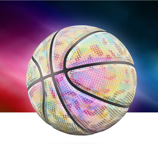 Glow in the Dark Basketbal Maat 7 – Reflecterende Holografische Bal voor Indoor en Outdoor