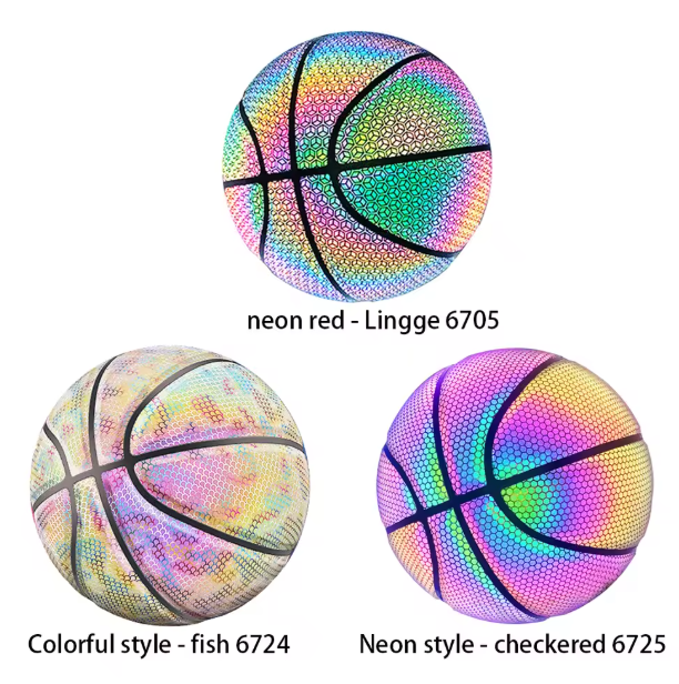Glow in the Dark Basketbal Maat 7 – Reflecterende Holografische Bal voor Indoor en Outdoor