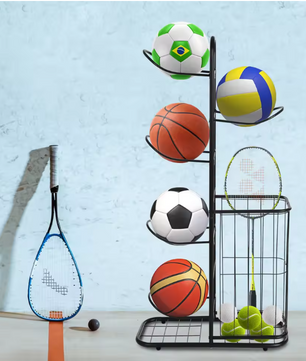 Ballenrek 5-Laags – Vrijstaand Opbergrek voor Basketbal, Voetbal & Sportmateriaal
