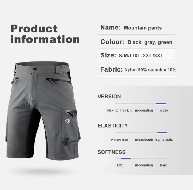MTB Fietsbroek Heren – Ademend en Waterafstotend met Multi-Pockets voor Outdoor en Downhill