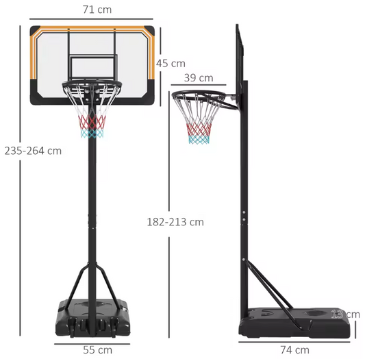 Basketbal Standaard Verstelbaar – Verrijdbare Basket met Wielen voor Indoor en Outdoor