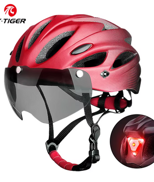 Fietshelm voor Volwassenen met LED Achterlicht en Afneembare Bril – Lichtgewicht en Ademend, Geschikt voor Hoofdomtrek 58–62 cm