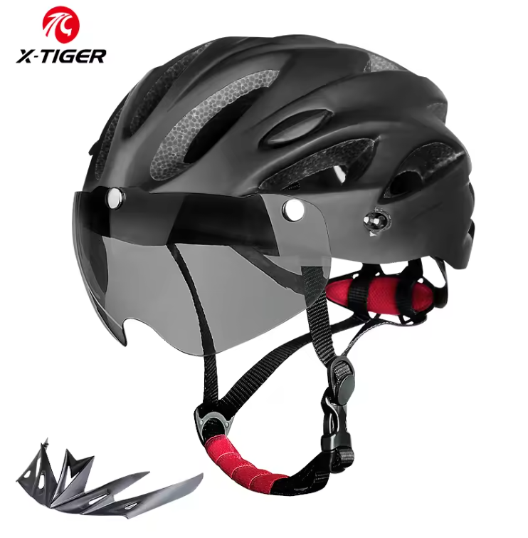 Fietshelm voor Volwassenen met LED Achterlicht en Afneembare Bril – Lichtgewicht en Ademend, Geschikt voor Hoofdomtrek 58–62 cm