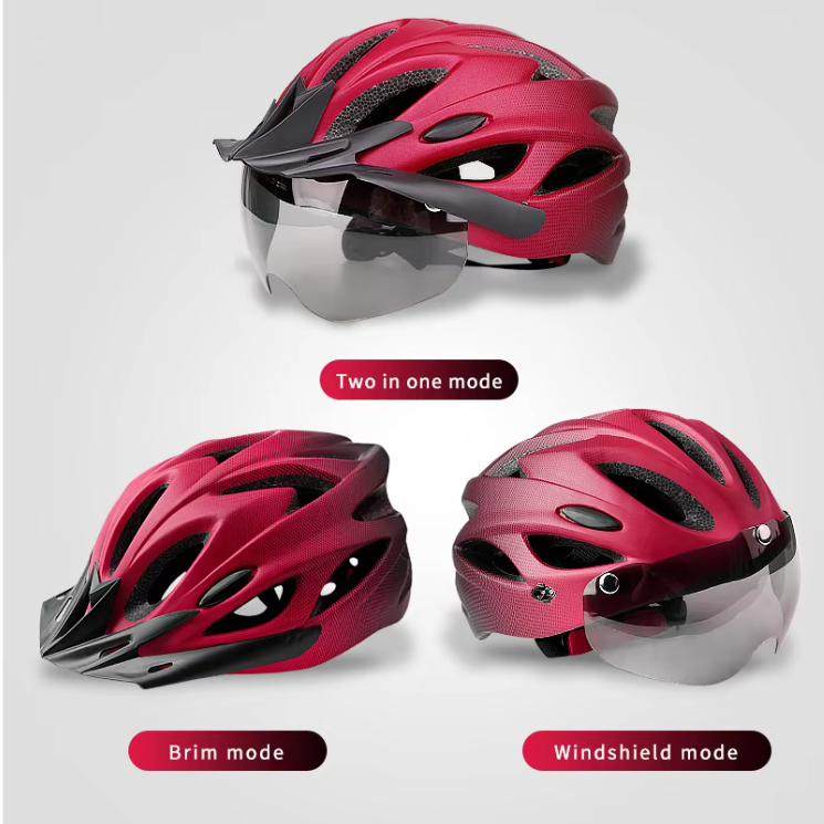 Fietshelm voor Volwassenen met LED Achterlicht en Afneembare Bril – Lichtgewicht en Ademend, Geschikt voor Hoofdomtrek 58–62 cm