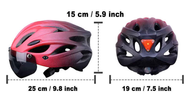 Fietshelm voor Volwassenen met LED Achterlicht en Afneembare Bril – Lichtgewicht en Ademend, Geschikt voor Hoofdomtrek 58–62 cm