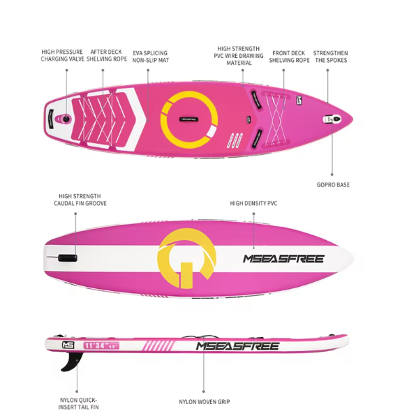 Opblaasbaar SUP Board 335 cm – Compleet Paddle Board met Accessoires voor Watersport