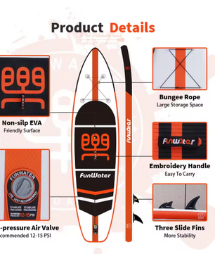 Opblaasbaar SUP Board 335 cm – Stabiel Touring Paddle Board met 3 Vinnen en Waterdichte Tas