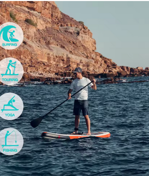 Opblaasbaar SUP Board 335 cm – Stabiel Touring Paddle Board met 3 Vinnen en Waterdichte Tas