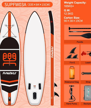 Opblaasbaar SUP Board 335 cm – Stabiel Touring Paddle Board met 3 Vinnen en Waterdichte Tas