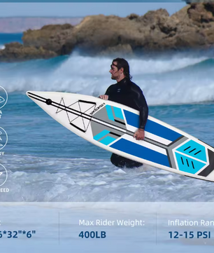 Opblaasbaar SUP Board 381 × 81 cm – Touring Paddle Board met Hoge Capaciteit en Stabiliteit