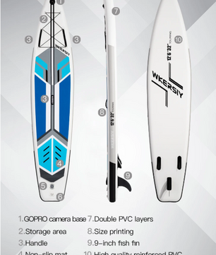 Opblaasbaar SUP Board 381 × 81 cm – Touring Paddle Board met Hoge Capaciteit en Stabiliteit