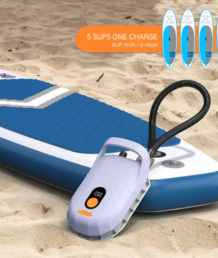 Elektrische SUP Pomp – Oplaadbaar met Accu en 12V Aansluiting, 20 PSI Luchtpomp voor Paddle Boards