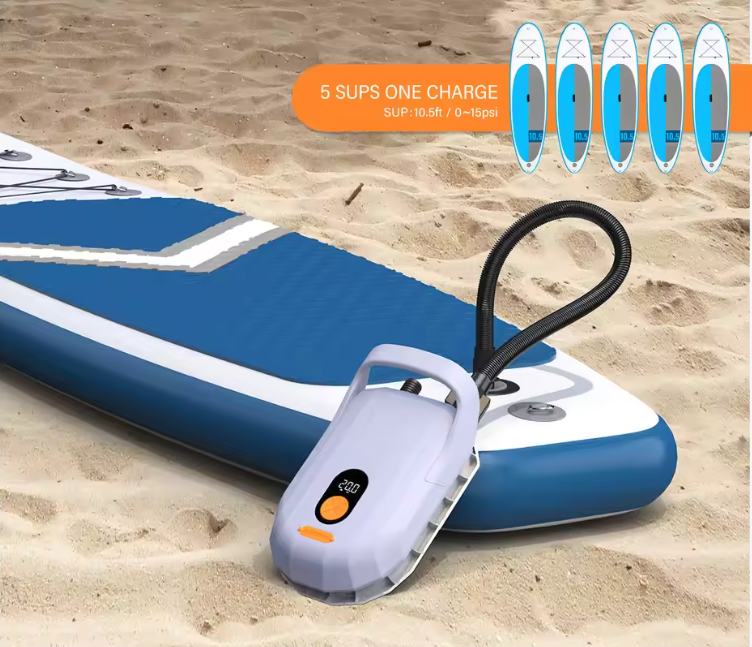 Elektrische SUP Pomp – Oplaadbaar met Accu en 12V Aansluiting, 20 PSI Luchtpomp voor Paddle Boards