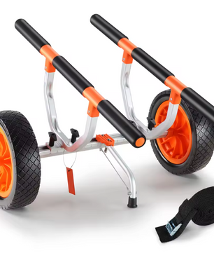 Kajak Transportkar – Opvouwbare Kano Trolley met Massieve Wielen en Verstelbare Breedte tot 44 cm