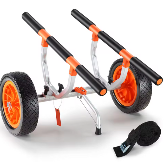 Kajak Transportkar – Opvouwbare Kano Trolley met Massieve Wielen en Verstelbare Breedte tot 44 cm