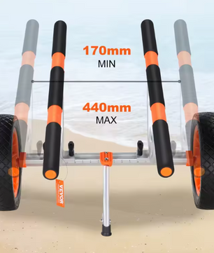 Kajak Transportkar – Opvouwbare Kano Trolley met Massieve Wielen en Verstelbare Breedte tot 44 cm