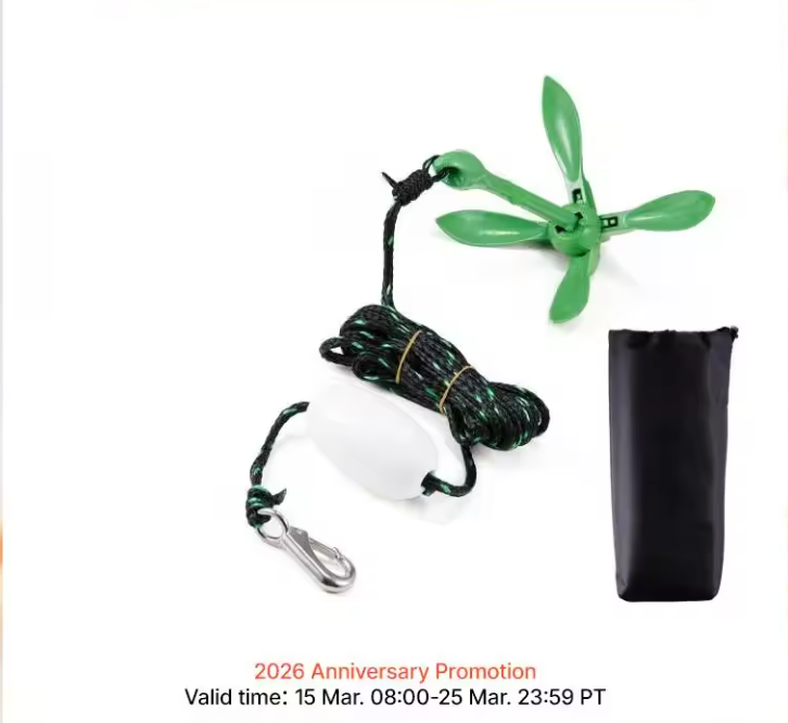 Opvouwbaar Boot Anker Set – Compact Kajak Anker met Touw, Boei en Opbergtas