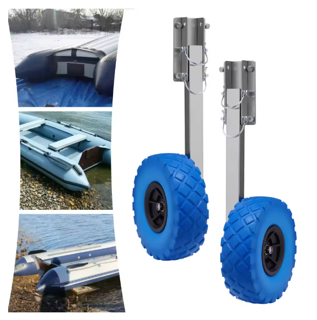 Opvouwbare Boot Trailer Wielen – Set van 2 met RVS Beugels voor Opblaasbare Boot en Dinghy