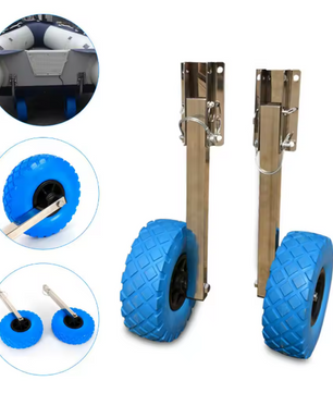 Opvouwbare Boot Trailer Wielen – Set van 2 met RVS Beugels voor Opblaasbare Boot en Dinghy