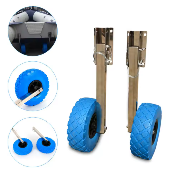 Opvouwbare Boot Trailer Wielen – Set van 2 met RVS Beugels voor Opblaasbare Boot en Dinghy
