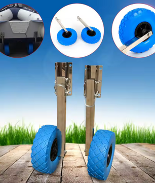 Opvouwbare Boot Trailer Wielen – Set van 2 met RVS Beugels voor Opblaasbare Boot en Dinghy