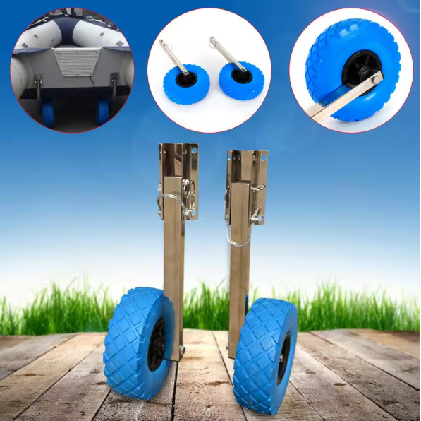 Opvouwbare Boot Trailer Wielen – Set van 2 met RVS Beugels voor Opblaasbare Boot en Dinghy