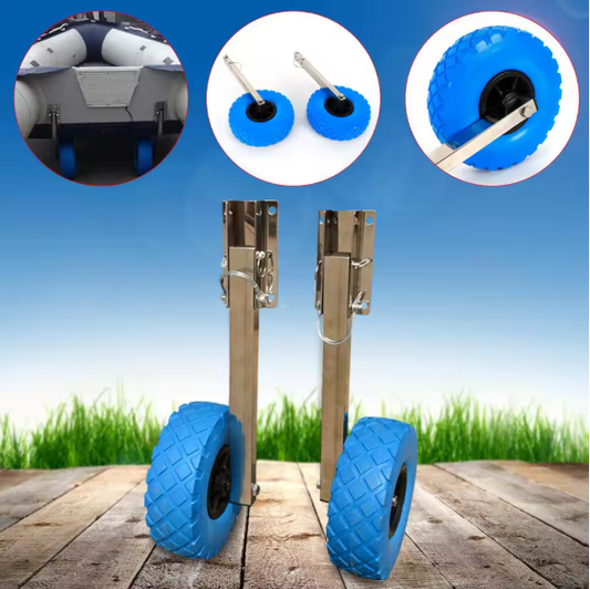 Opvouwbare Boot Trailer Wielen – Set van 2 met RVS Beugels voor Opblaasbare Boot en Dinghy