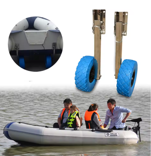 Opvouwbare Boot Trailer Wielen – Set van 2 met RVS Beugels voor Opblaasbare Boot en Dinghy